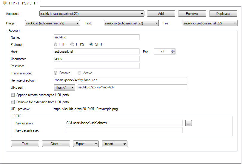 Destination settings alt text